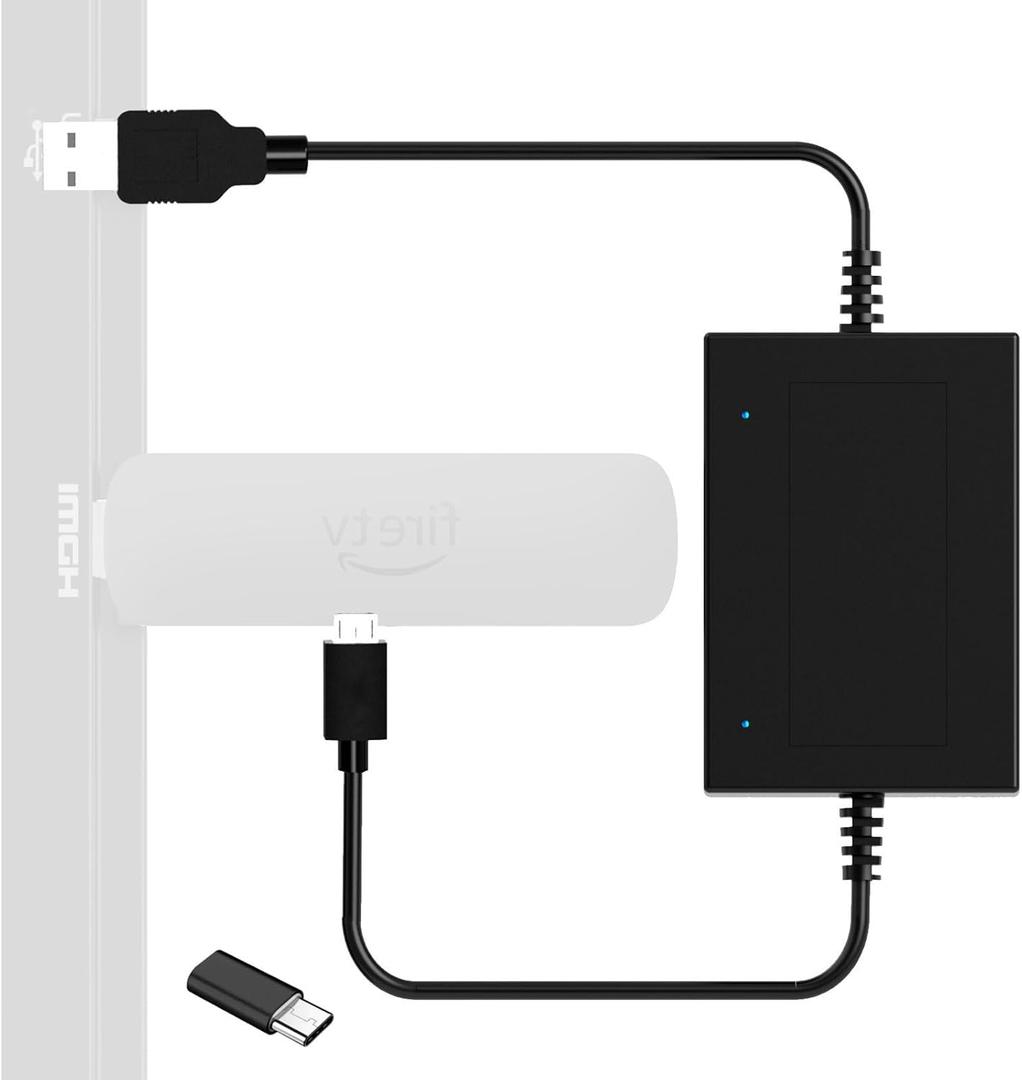USB Power Cable Compatible with Fire TV Stick 4K Max,Chromecast,Powers Streaming Video Player and Other Micro/USB C TV Sticks(Eliminates Messy Wiring and The Need for AC Adapter) Black
