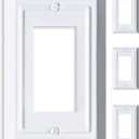 Metal Electrical Outlet Covers, Light Switch Cover Wall Plates, Mid Size Thicker Decorative Switch Plates,Receptacle Wall Plate of Modern Styles (Pure White, 1 Gang Decorator 4 Pack)