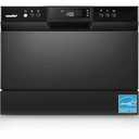 COMFEE’ Countertop Dishwasher, Energy Star Portable Dishwasher, 6 Place Settings, Mini Dishwasher with 8 Washing Programs, Speed, Baby-Care, ECO& Glass, Black