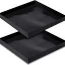 2 Pcs 11'' x 11'' x 1'' PTFE Solid Oven Basket, Cooking Oven Trays, Non Stick Kitchen Cooking Basket, Black Baking Sheet, Trays for Accessories Chips Chicken Wings Bread Heating