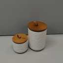 3 Pcs White Ceramic Canister Set with Wooden Lid, Airtight Food Storage Jars for Kitchen - Flour, Sugar, Coffee, Tea, Spice - Small, Medium, Large Sizes