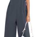 Women Casual Long Bib Pants Overalls Jumpsuits Loose Wide Leg Baggy Rompers Pants with Pockets