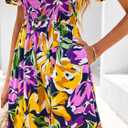 BTFBM Womens Spring 2026 Casual Maxi Dresses Short Sleeve Smocked Tiered Floral Boho Long Beach Dress with Pockets (XXL)