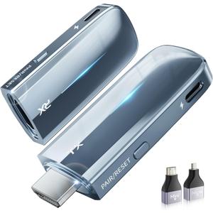 2026Upgrade Wireless HDMI Transmitter and Receiver 328FT/100M, Low-Latency Dual-Band 5.8+2.4G LDS Antenna, 4K Decode 10Bit 1.08 Billion Hues Display Video and Audio to Monitor from PC/Projector/TV Box (Blue)