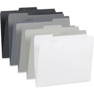 Blue Summit Supplies 100 Grayscale File Folders, Letter Size, 1/3 Cut Tab, Modern Gray, Black, and White Folder Assortment, Great for Organizing and Easy File Storage, 100 Per Box
