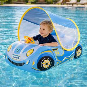 Baby Pool Float Toddler Floaties 3D Car Baby Float for 12-48 Months Inflatable Heavy Duty 0.35mm PVC Seat Boat Pool Toys Float No Flip Swimming Floaties for Boys&Girls1-5 Years