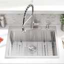 25 Inch Drop In Kitchen Sink with Faucet - 25x22 Single Bowl Kitchen Sink and Faucet Combo Set, 10 Inch Deep Modern Stainless Steel Top Mount Sink with Accessories, 25x22x10 Inch