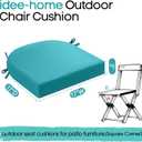 4 x idee-home Outdoor Chair Cushions Set of 4, Thick 17" x 17" x 3" Patio Chair Cushions for Outdoor Furniture Waterproof with Ties, Seat Cushion, Patio Chair Pads Dining Chair Blue