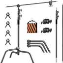 Heavy Duty C Stand 6.9ft/210cm with Holding Arm Sandbag Grip Head Stainless Steel Photography Light Stand C-Stand Sturdy for Photography Studio Video Monolight Softbox Shooting (Black)