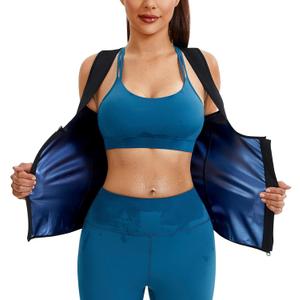 Junlan Sauna Suit for Women Waist Trainer Vest for Women Sweat Tank Top Shaper for Women with Zipper (X-Large, Blue)