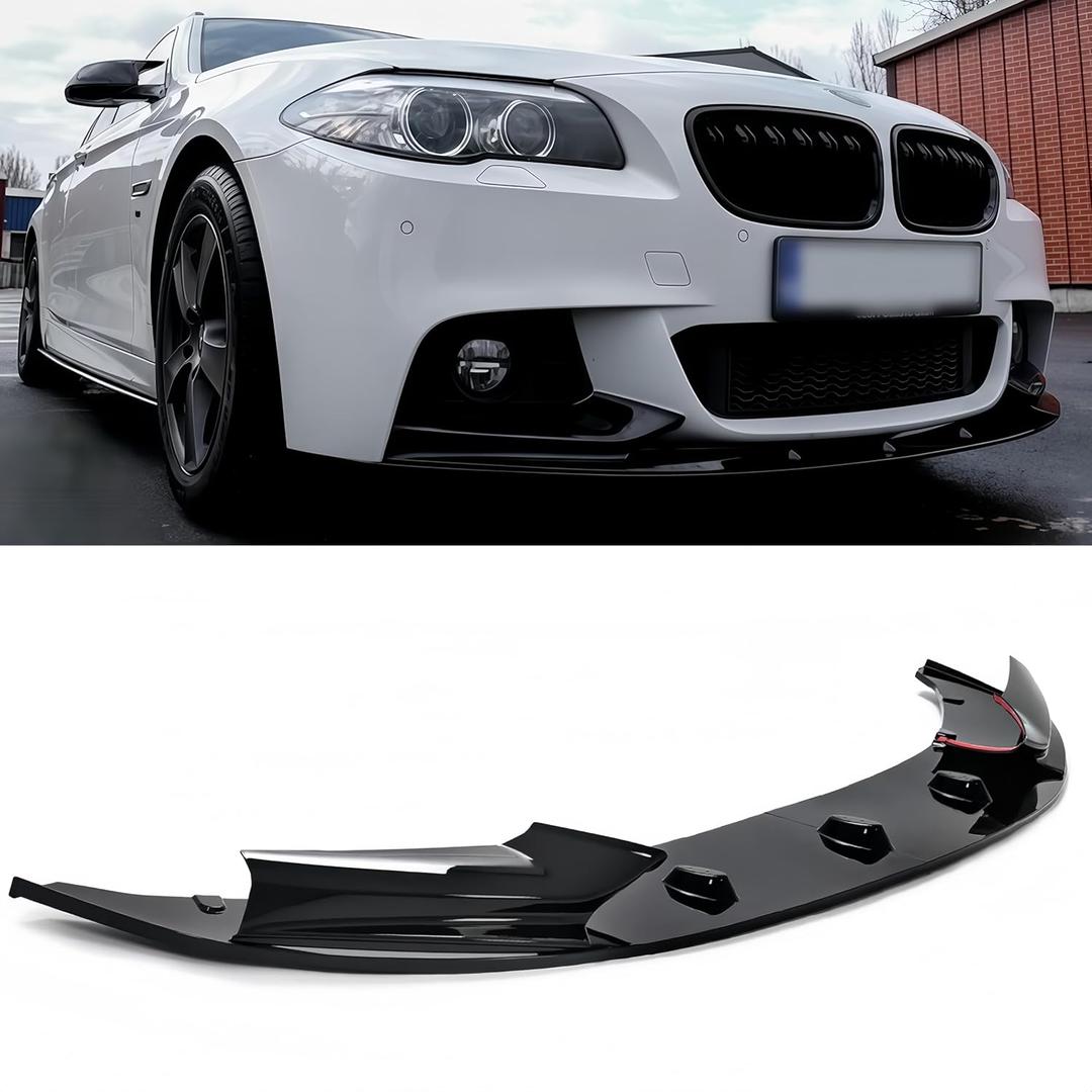 Front Lip Compatible with BMW F10 F11 5 Series 2011-2016, Fits for 528i 535i 535d 550i M5 GT xDrive, Bumper Air Dam Lower Chin Spoiler Splitter, Protection Body (Glossy Black)