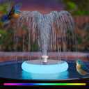 2 Pack Solar Fountain for Bird Bath with RGB LED Lights and 6 Nozzle, 3W Solar Powered Water Pump for Pond Pool Patio and Garden Aquarium Outdoor