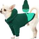 Puppy Hoodies with Pocket, Cozy Dog Hoodie Fleece Sweater Pullover for Bichon Frise, Sweatshirts for Small Dogs Warm Long Sleeve Chihuahua Jacket, Indoor Outdoor, Green, S