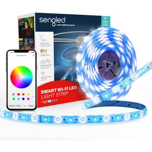 Sengled Smart LED Strip Lights, 16.4ft Wi-Fi LED Lights Work with Google Home, 16 Million Colors, RGB, Music Sync, Adjustable Length, 25,000 Hours Life, Multi-Mode Support for Game, Movie
