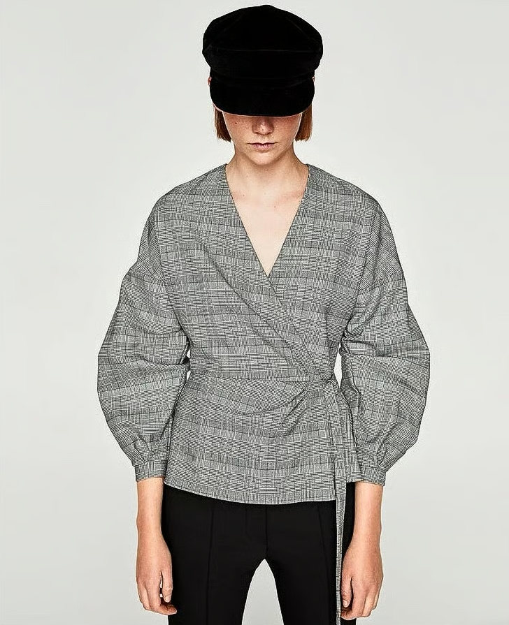 Zara Plaid, Tie Waist Shirt XS