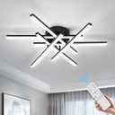 CANEOE Sputnik Modern Led Ceiling Light,50W LED Dimmable with Remote Control Ceiling Light Fixture Black Flush Mount Chandelier Ceiling Lighting for Bedroom Living Room Kitchen Office Ceiling Lamp