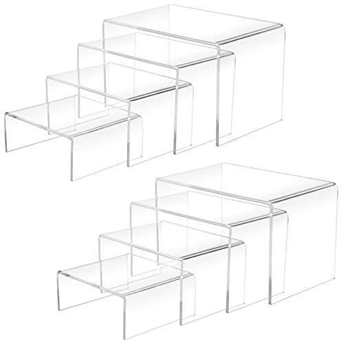 Cerpourt 8Pcs Acrylic Display Risers(6",5",4" 3") Clear Product Stand,Cupcakes Holder Dessert Display Transparent Showcase Stands, Candy Bar Risers, Acrylic Lifts Display for Figures