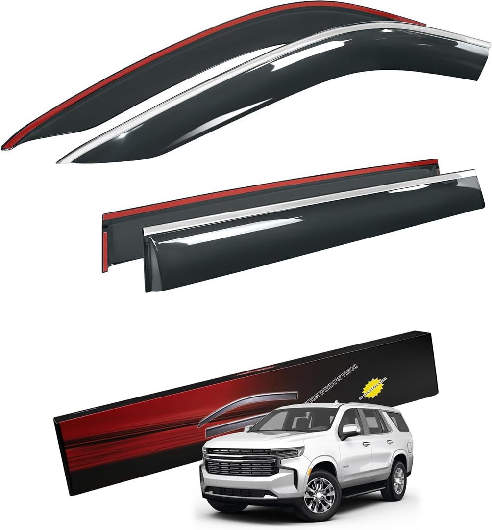 Sze Rain Guards Compatible with Chevy Tahoe/Cadillac Escalade/GMC Yukon 2021-2026 (Not for Cadillac Escalade ESV/GMC Yukon XL) Side Window Deflectors Window Visors Out-Channel Guard Deflector-4pcs