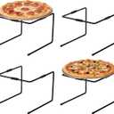 MyGift Black Metal Pizza Table Stands, Tabletop Pizza Pan Riser Food Platter Tray and Display Rack, Set of 4
