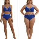 Herseas Womens Textured Bikini Sets High Waisted Push Up, Blue Swimsuit, L
