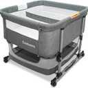 Twin Bassinet for 2 Babies, Bedside Double Bassinet for Twins
4 In 1 Portable Adjustable Rocking Baby Bassinet with Mosquito Net and Storage Basket, Luxury Mattress (Grey)