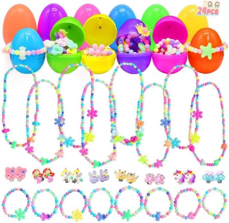 LUKBERA 24Pcs Kids Jewelry for Little Girls Necklace Bracelet with Unicorn Rainbow Star Butterfly Flower for Toddler Dress up Jewelry Princess Gifts for 3 4 5 6 7 8 Years Old