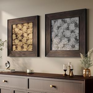 Vintage Framed Textured Wall Art Set of 2, 20x20 Inch Retro Rustic Neutral Paintings Artwork for Walls, Abstract Wall Art for Living Room, Bedroom, Dining Room, Kitchen, Farmhouse Wall Decor