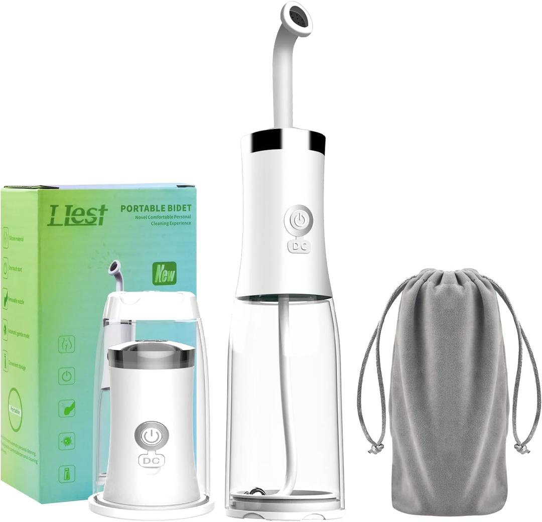 Rechargeable Portable Bidet Sprayer, 4 Pressure Options for Personal Cleaning, Travel Bag Included - Essentials for Postpartum/Perineal/Hemorrhoid Care White