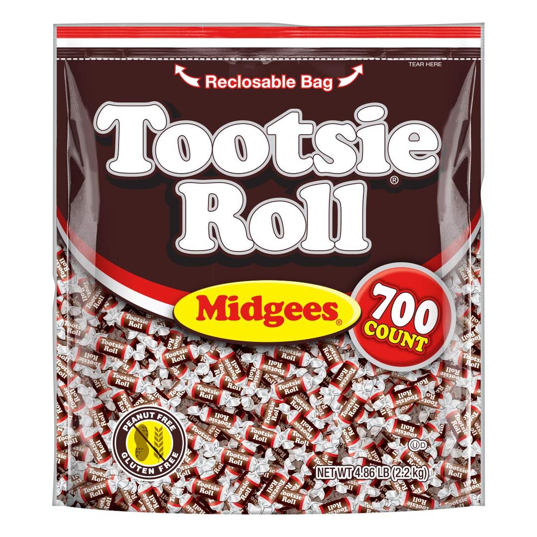 Tootsie Roll Midgees - Chewy Chocolate Gluten-Free Holiday Candy - Resealable Bag of Individually Wrapped Candies for Kids, Parties, Classroom - 700 Count (Pack of 1) (77.76 Ounce (Pack of 1))
