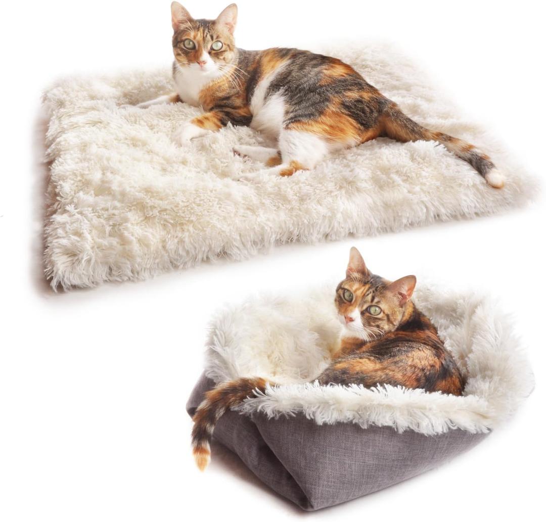 Furry Pet Bed/Mat (Convertible) - White