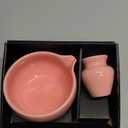 Traditional Matcha Bowl with Pouring Spout and Whisk Holder (Reshaper) - Handmade Japanese Style Matcha Chasen Ritual Kit- 22oz Big Salad Porridge Juice Bowl Chawan (Baby Pink)