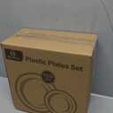 Gold Plastic Plates, MCIRCO 100 Pieces Disposable Party Plates for Weddings, Premium Gold Rim Plates, Include 50 10.25 Inch Dinner Plates and 50 7.5 Inch Dessert Appetizer Plates