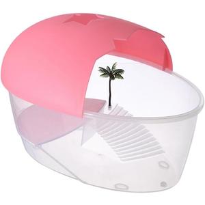 DOITOOL Small Turtle Tank with Basking Platform 9.84X6.69X6.10 Inches Portable Turtle Breeding Box for Aquatic Turtles and Small Reptiles Plastic Case for Water Habitat