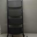 HBTower Step Ladder, Folding Step Stool with Wide Anti-Slip Pedal, Sturdy Steel Ladder, Convenient Handrail, Lightweight, Portable Steel Step Stool (Black)