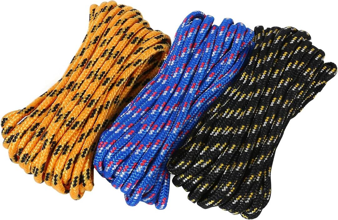 MaxWorks 1/4" x 25 ft Diamond Braided Polypropylene Rope, 95 lb Capacity, Weather & UV Resistant Utility Cord, Multicolor (50228)