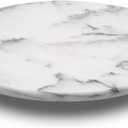 Marble Lazy Susan Turntable for Dining Table & Countertop - 12 Inch White Stone Lazy Susan Cake Stand with Smooth 360 Rotation for Kitchen Serving, Food Display & Decorating