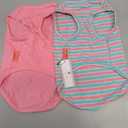 KYEESE 2Pack Dog Shirt, Soft Striped Dogs T Shirts, Lightweight Doggie Tank Top Cat Clothes, Sleeveless Dog Shirt for Small Dogs, Stretchy Pet Vest, Pink, Medium