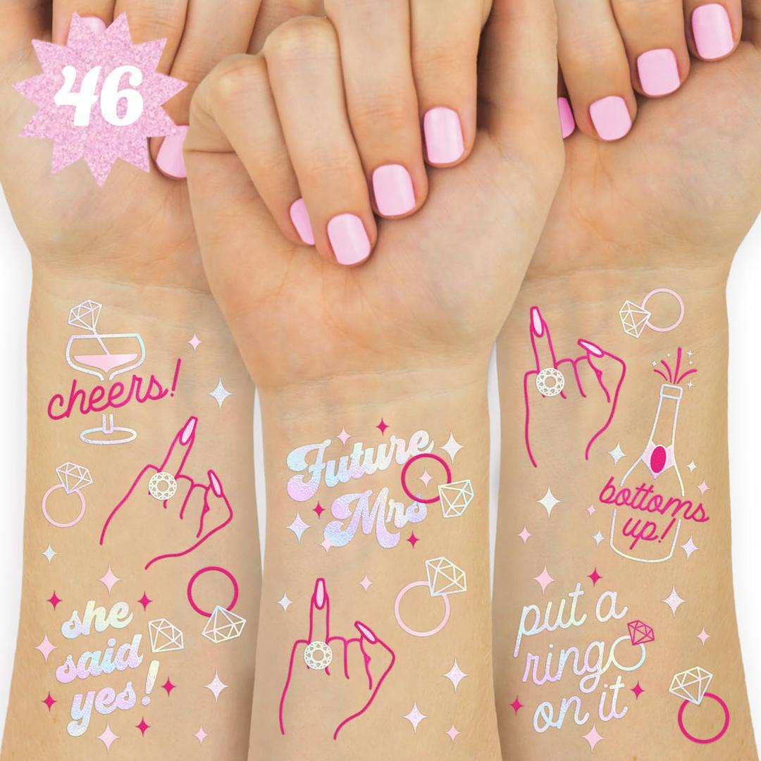 xo, Fetti Bride's Ring Finger Tattoos - Foil Styles | Bachelorette Party Decoration, Bridesmaid Favor, Bride to Be Gift + Bridal Shower Supplies