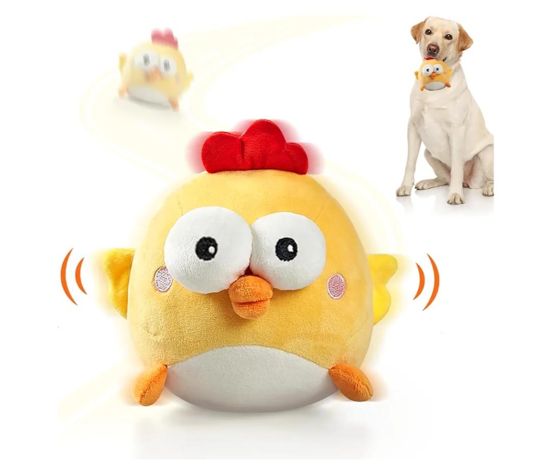 VOXGET Interactive Dog Toy Ball, Rechargeable Jumping Plush Toy with Motion Activation for Small Large Dogs, Squeaky Moving Bouncing Ball for Pets Keep Busy Reduce Boredom, No Loud Music (Puffer)