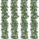 Dolicer 4 Packs 6FT Artificial Eucalyptus Garland, Faux Greenery Garland Fake Vines Hanging Silver Dollar Eucalyptus Leaves for Wedding Backdrop Arch Table Wall Party Home Decor