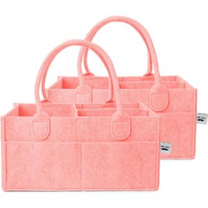 Mr. Pen- Baby Diaper Caddy Organizer, 2 Pack, Pink, Baby Caddy Organizer with Handle, Compact Size, Collapsible & Portable