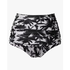 COCOPEAR Women's High Waisted Full Coverage Bikini Bottom Ruched Bathing Suit Bottoms for Women Tummy Control Swim Bottoms Black Coconuts L
