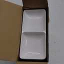 Gejoy Pack of 12 Dual Dipping Sauce Bowls Soy Sauce Dish Bowls Two Compartments Party Trays Divided Fondue Plates for Restaurant Kitchen Sushi Soy (White)