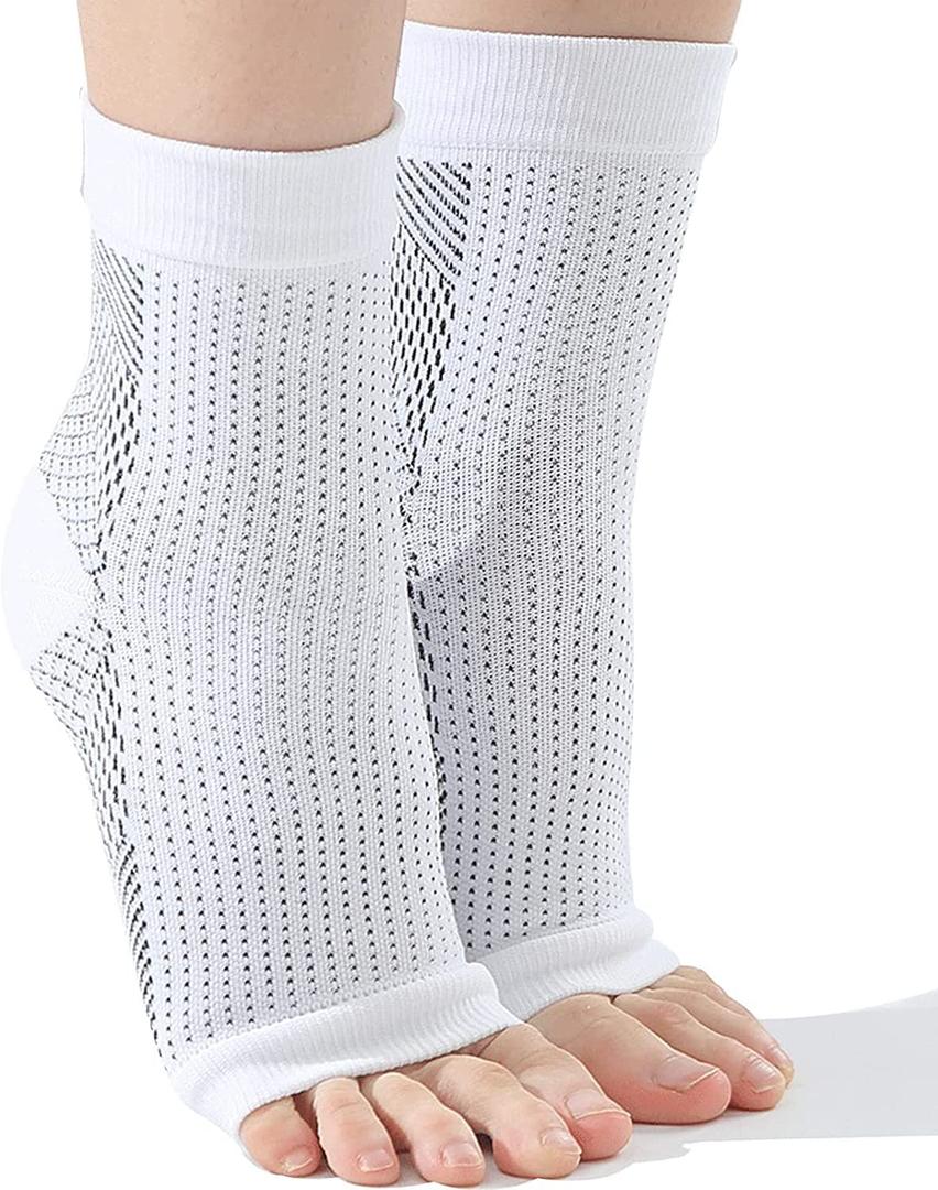 Soothe Socks for Neuropathy Pain, Outdoor Sports Ankle Compression Foot Cover, Soothe socks for Neuropathy, Soothe socks for Foot, Ankle Brace Compression Support (White, Small/Medium)
