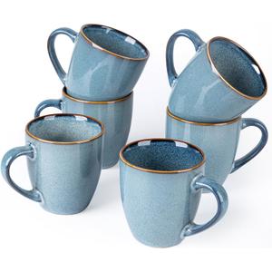 GBhome Ceramic Coffee Mugs Set of 6, 12oz Stoneware Coffee Mugs Set For Dad Mom Women MEN, Light Weight Ceramic Coffee Cups for Latte/Tea/Beer/Hot Cocoa, Dishwasher & Microwave Safe