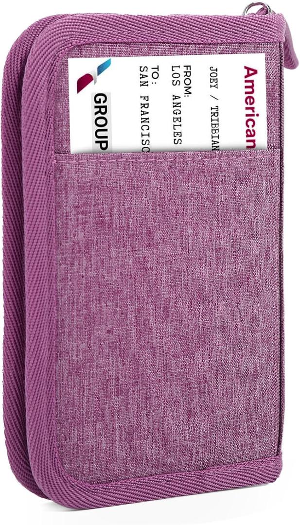 Single Passport Holder for Travel, RFID Travel Document Organizer for Women Waterproof Passport Wallet Men Portable Case for Cards, Boarding Pass, ID, Money, Tickets with Zipper