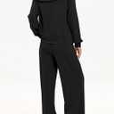 Aleumdr Two Piece Outfits Half Zip Sweatshirt Sweatsuit Lounge Sets for Women Matching Set Wide Leg Sweatpant Tracksuit (XXL)