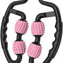 4 Wheels Foam Roller Muscle Massager for Leg Neck Hand Arm,Trigger Point Muscle Relax Massager Indoor Sports Yoga Bodybuilding Equipment (Pink)