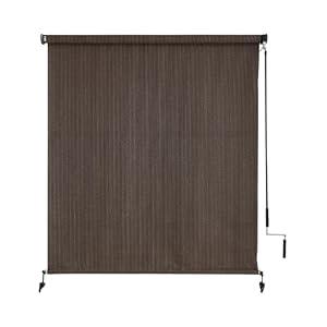 Sunoff Patio Blinds Outdoor for Porch, Cordless Patio Roller Up Shades with Shade Cloth for Porch Gazebo Pergola Balcony Backyard, 2 Poles & 1 Fabric, Mocha, 72" Wx72 H