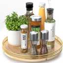 Farmhouse Oak 12" Lazy Susan Turntable Organizer for Cabinet, Round Wooden Lazy Susan Organization and Storage for Dining Table, Pantry, Kitchen, Countertop, Cupboard,Home Decor
